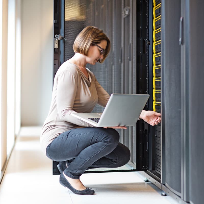 woman working in data center