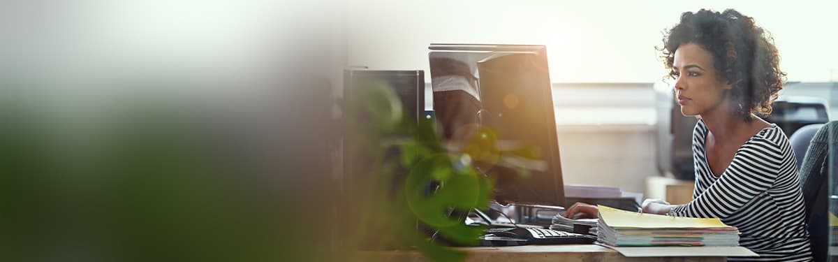 Woman working on a laptop computer