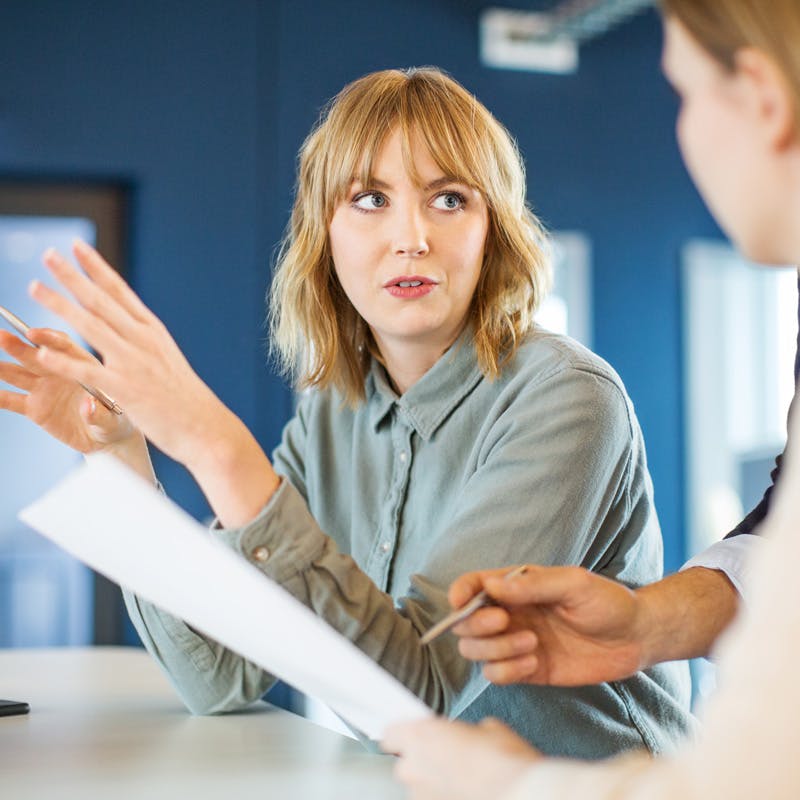 business women talking