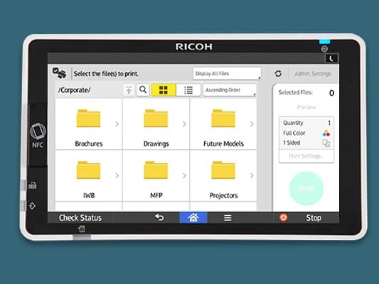 Smart operation panel with shared folder options