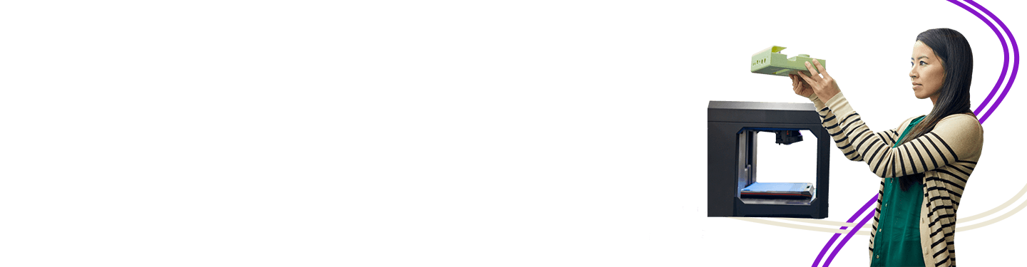 Woman looking at 3D printed item