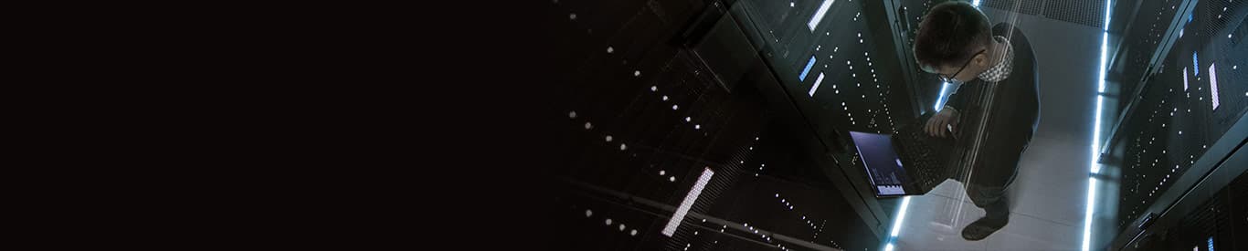 man working in data center