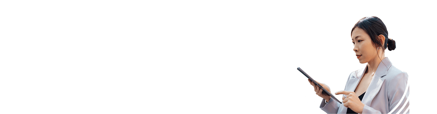 Woman looking at her tablet with graphs