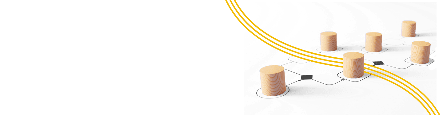 automation concept with wooden pieces on flowchart diagram