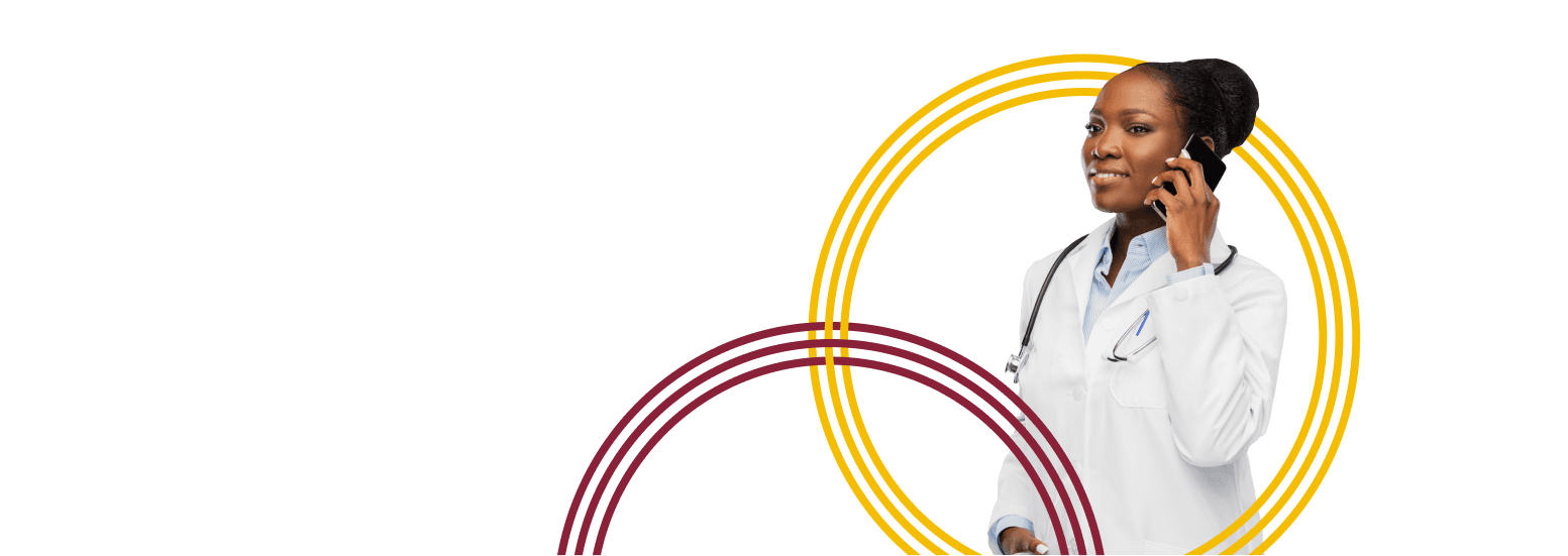 Female doctor on her mobile phone